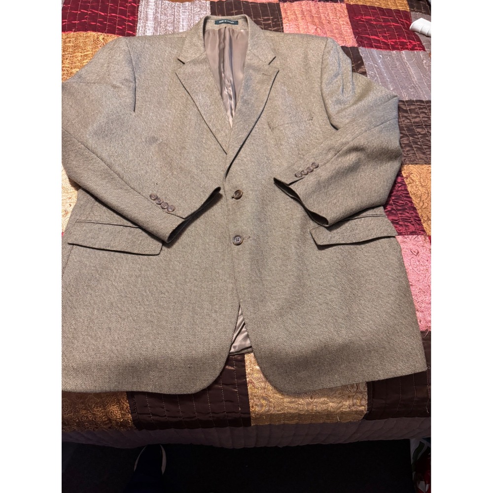 Lauren Ralph Lauren Mens 52L Blazer Sport Coat Tan Brown Micro Check Canada EUC